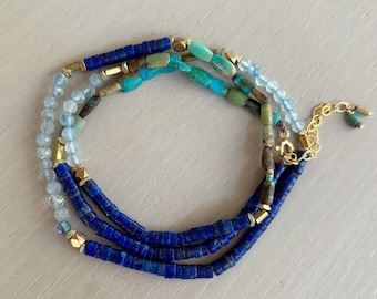 blue mix necklace-bracelet / adjustable