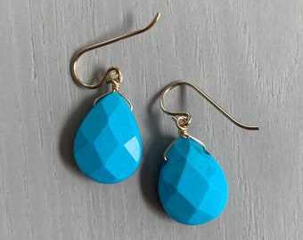 howlite / turquoise earrings / drop earrings, dangle earrings