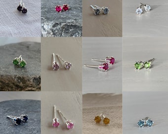 3mm Stud Earring Set-Stud Earring-Stud-3mm Stud Earring-Tiny Stud Set-Birthstone Stud-Gemstone Stud-Small Stud-Gifts-Ruth Barzel Jewelry