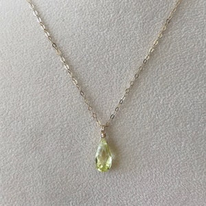 peridot teardrop pendant / sterling silver or gold filled