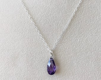 amethyst teardrop pendant / sterling silver or gold filled