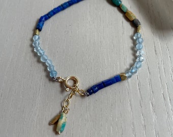 delicate blue mix gemstone bracelet #2 / adjustable