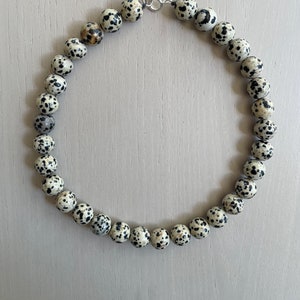 round dalmation jasper necklace / 12mm