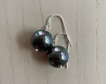 black pearl earrings (large) / sterling silver or gold filled