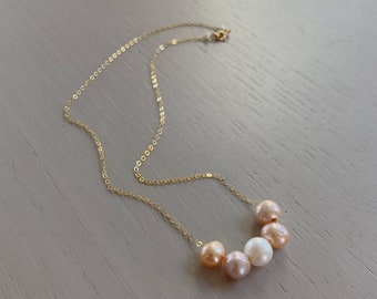 multicolor freshwater pearl necklace / sterling silver or gold filled