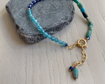 delicate blue mix gemstone bracelet #2 / adjustable