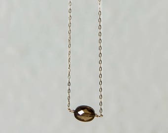 delicate smoky quartz necklace / sterling silver or gold filled