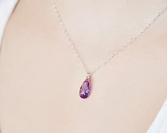 alexandrite lavender teardrop pendant / sterling silver or gold filled