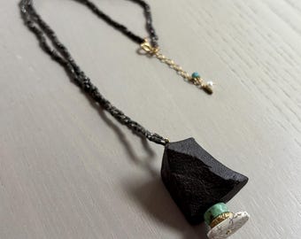 black clay and recycled aluminum pendant