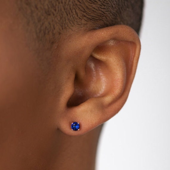 4mm Sapphire Stud Earrings Sterling Silver Hypoallergenic
