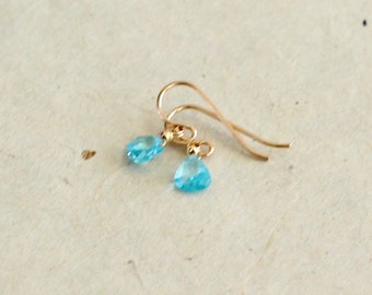 blue zircon teardrop earrings (small) / sterling silver or gold filled