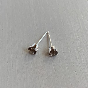 4mm smoky quartz stud earrings / sterling silver, hypoallergenic image 2