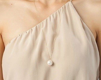 long pearl necklace / sterling silver or gold filled