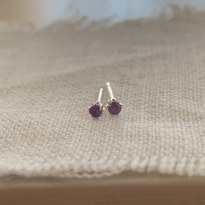 amethyst stud earring set / 2mm, 3mm, 4mm / sterling silver, hypoallergenic image 4