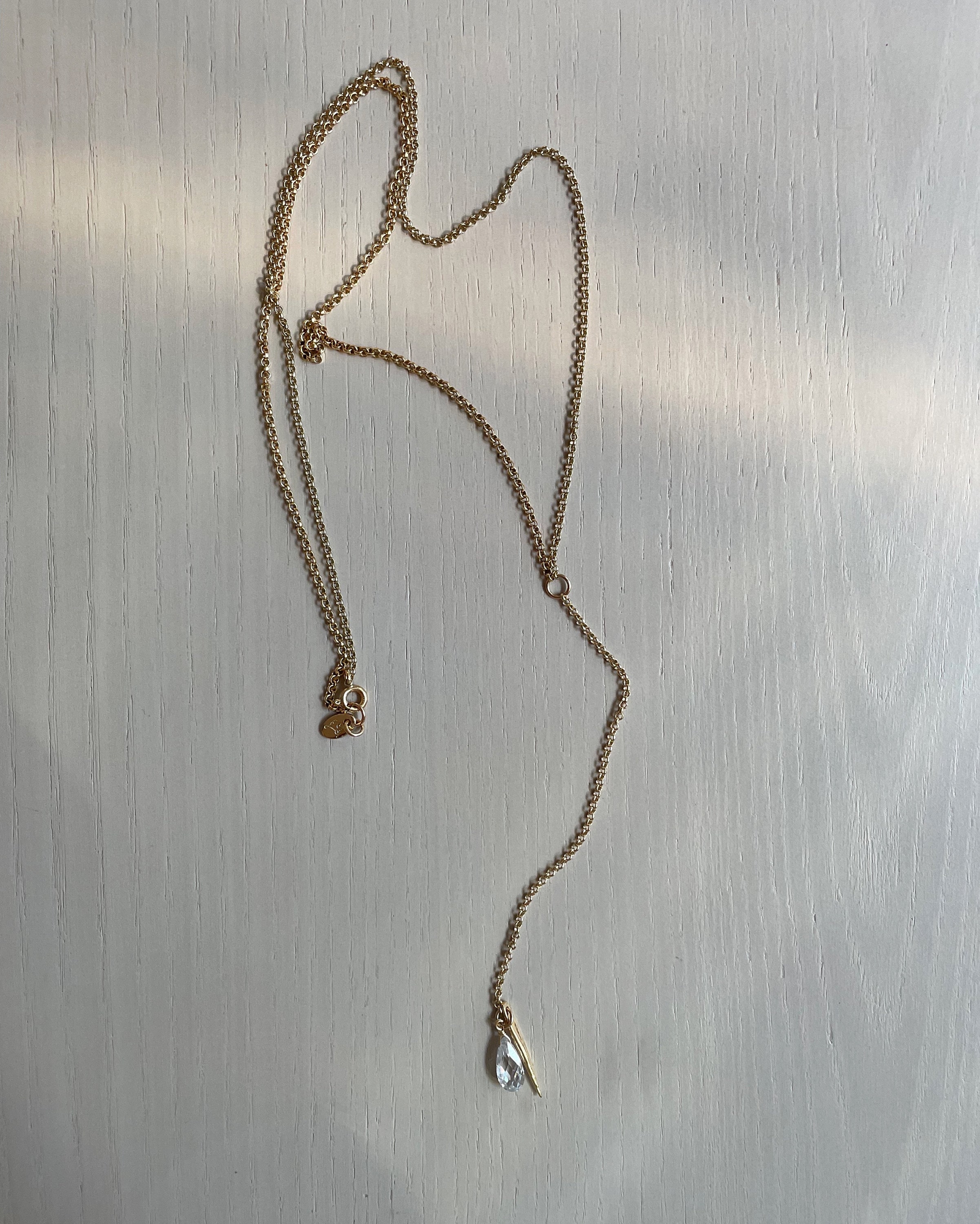 Gold Y Necklace on Brass Chain - Etsy