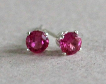 4mm ruby studs / sterling silver, hypoallergenic
