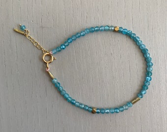 delicate blue green apatite bracelet / adjustable