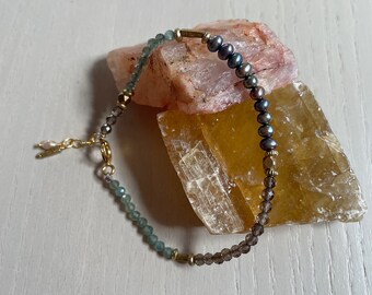 delicate smoky mix gemstone bracelet / adjustable