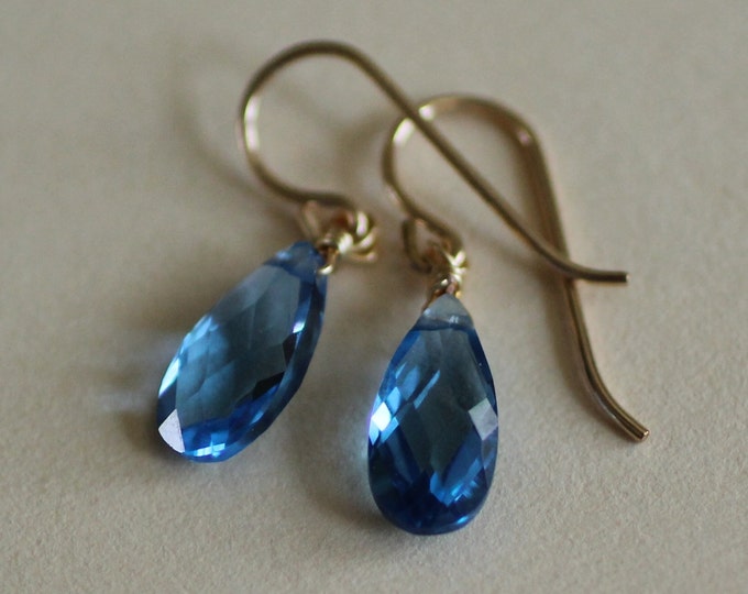 •TEARDROP DANGLE• sapphire + silver earrings