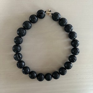 XL black lava stone necklace / 20mm image 2