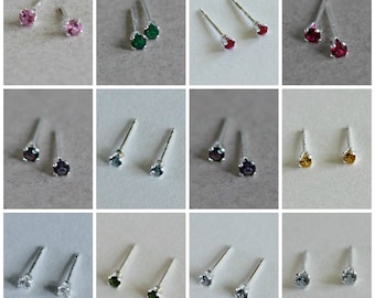 2mm Stud Earring Set-Stud Earring-Stud-Tiny Stud Earring-Tiny Stud Set-Birthstone Stud-Gemstone Stud-Small Stud-Gifts Under 20-Ruth Barzel