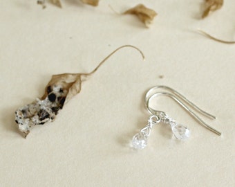 cubic zirconia teardrop earrings (tiny) / sterling silver or gold filled