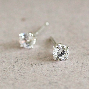 cubic zirconia stud earring set / 2mm, 3mm, 4mm / sterling silver, hypoallergenic image 2