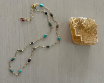 delicate turquoise necklace / gold filled / adjustable