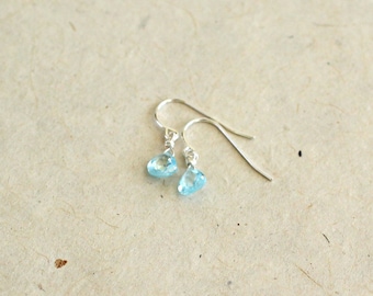aquamarine teardrop earrings (small) / sterling silver or gold filled