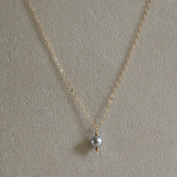 Small Gray Pearl Pendant Necklace Tiny Shell Gift For Her - Arlington Freshwater Pearl Pendant Necklace Small Gray Pearl Pendant Necklace Tiny Shell Gift For Her - Arlington Freshwater Pearl Pendant Necklace
