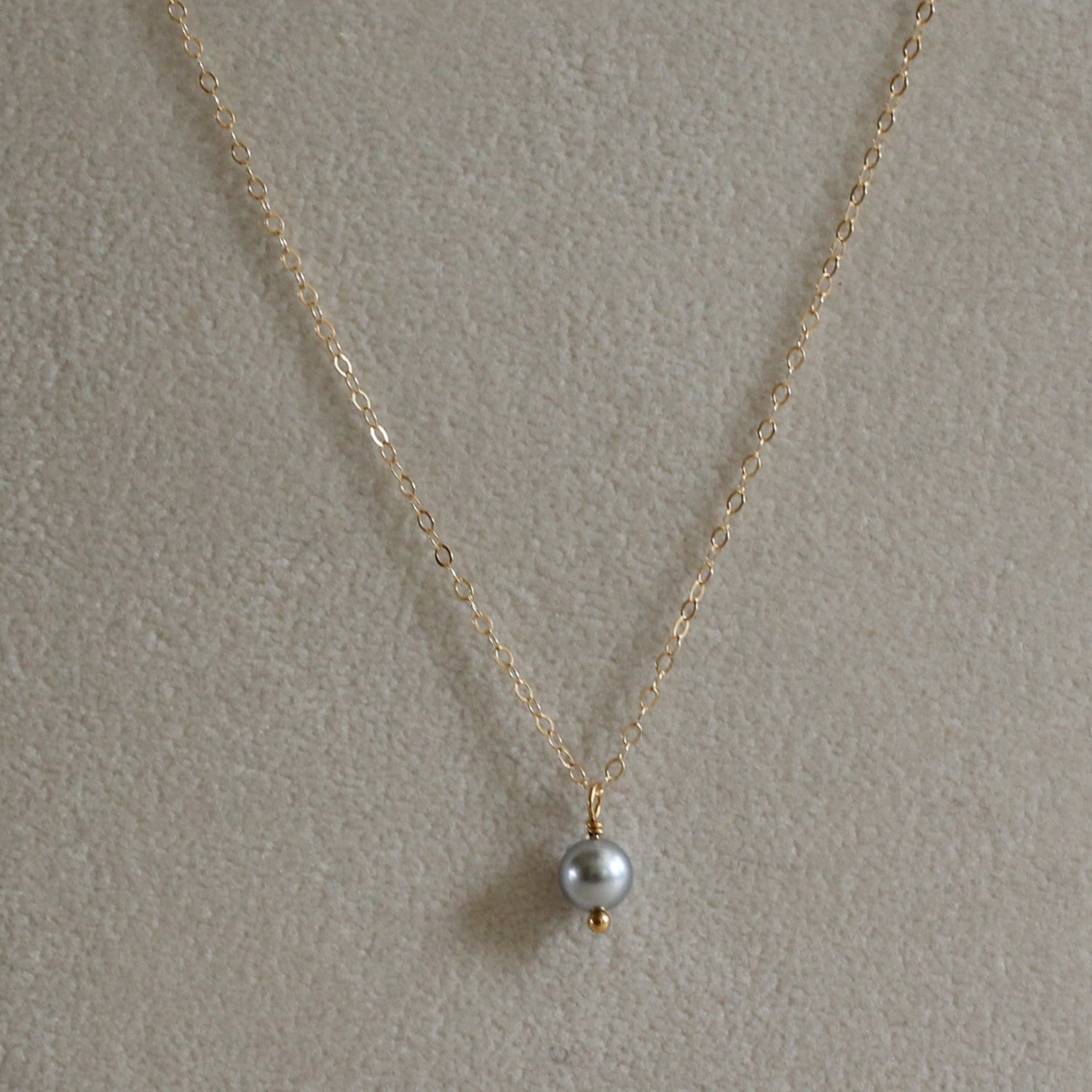 Small Gray Pearl Pendant-Gray Pearl Necklace-Tiny Gray | Etsy