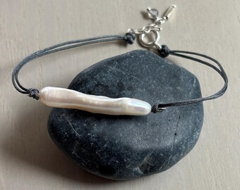 freshwater stick pearl cord bracelet
