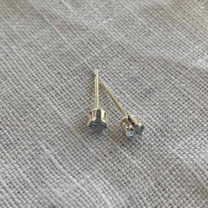 3mm blue zircon stud earrings / sterling silver, nickel free image 2