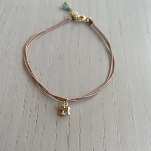 delicate elephant charm cord bracelet / gold or silver