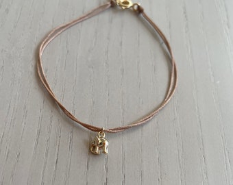 delicate elephant charm cord bracelet / gold or silver