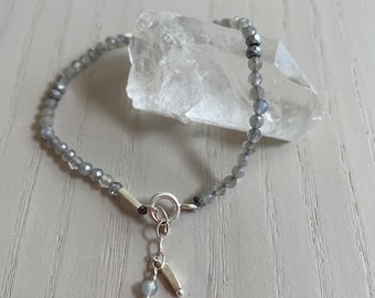 delicate labradorite and brass bracelet / adjustable