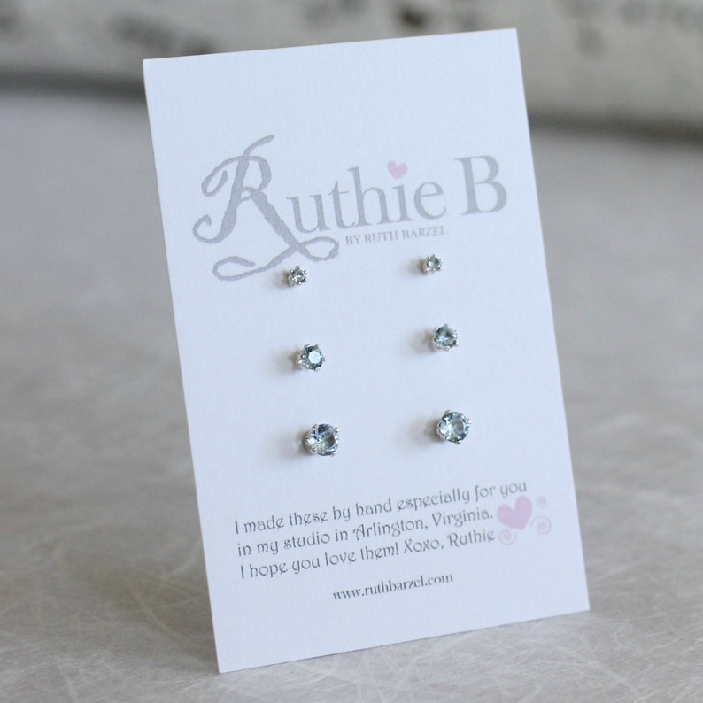 cubic zirconia stud earring set / 2mm, 3mm, 4mm / sterling silver, hypoallergenic image 6