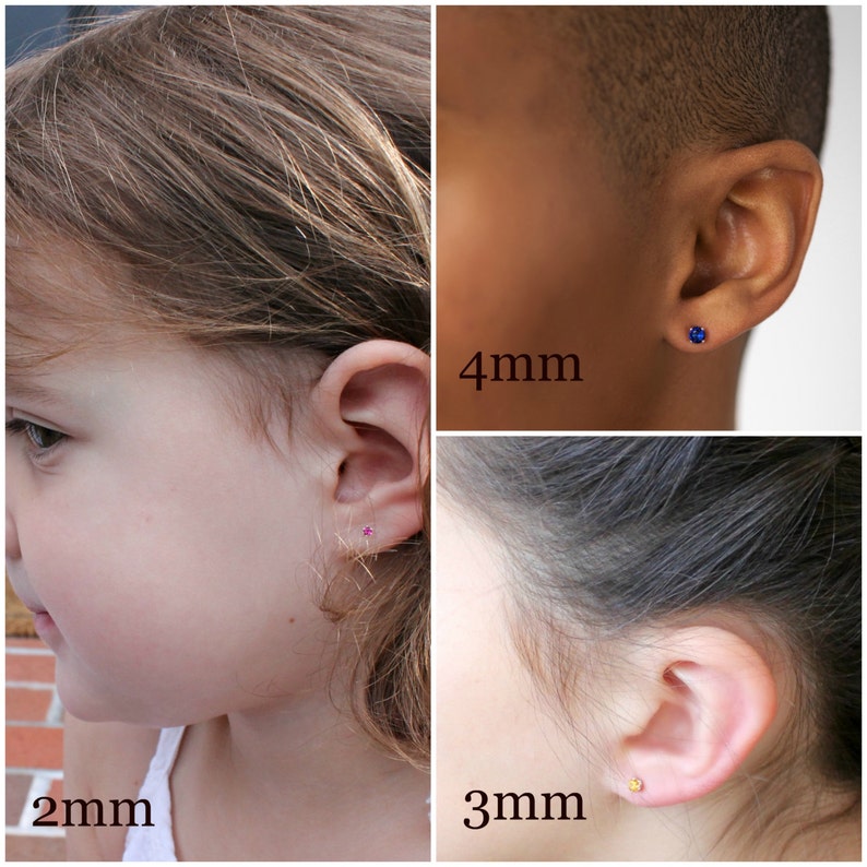amethyst stud earring set / 2mm, 3mm, 4mm / sterling silver, hypoallergenic image 6