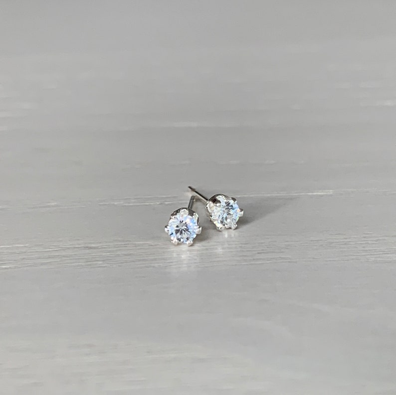 cubic zirconia stud earring set / 2mm, 3mm, 4mm / sterling silver, hypoallergenic image 3