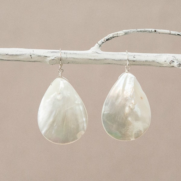 mother of pearl earrings (large) / dangle earrings, drop earrings