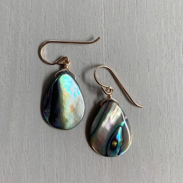 rainbow mother of pearl earrings (medium) / sterling silver or gold filled