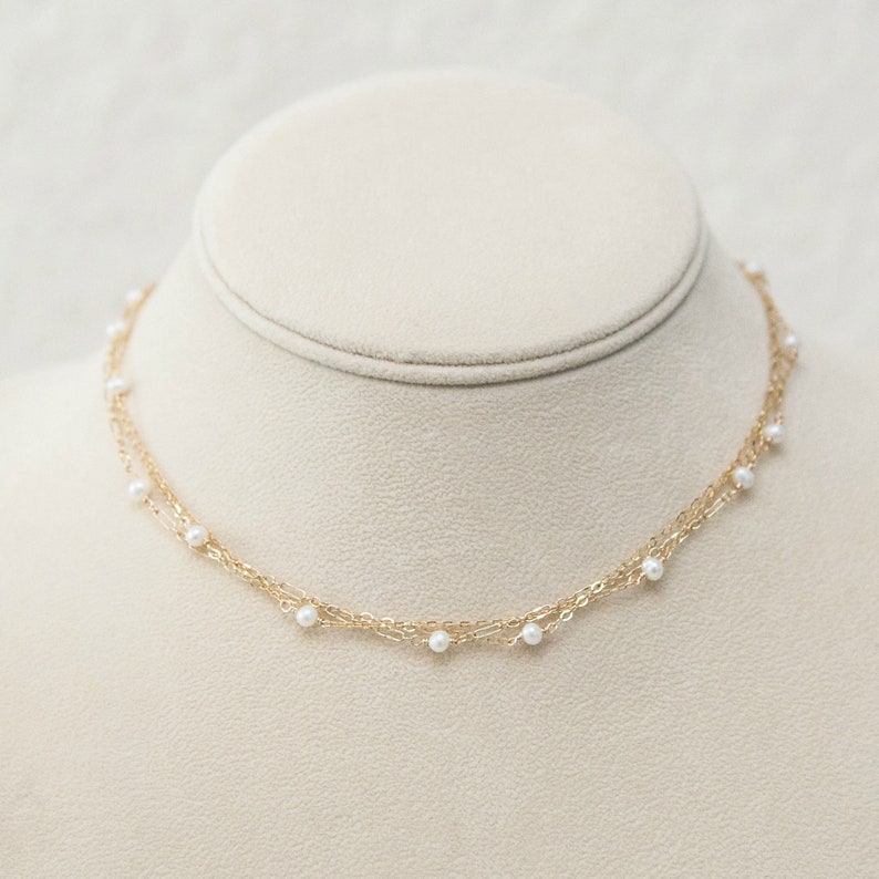 Pearl Necklace Multistrand Freshwater Minimalist Multi Chain Strand Gift For Her - Arlington Freshwater Pearl Pendant Necklace Pearl Necklace Multistrand Freshwater Minimalist Multi Chain Strand Gift For Her - Arlington Freshwater Pearl Pendant Necklace