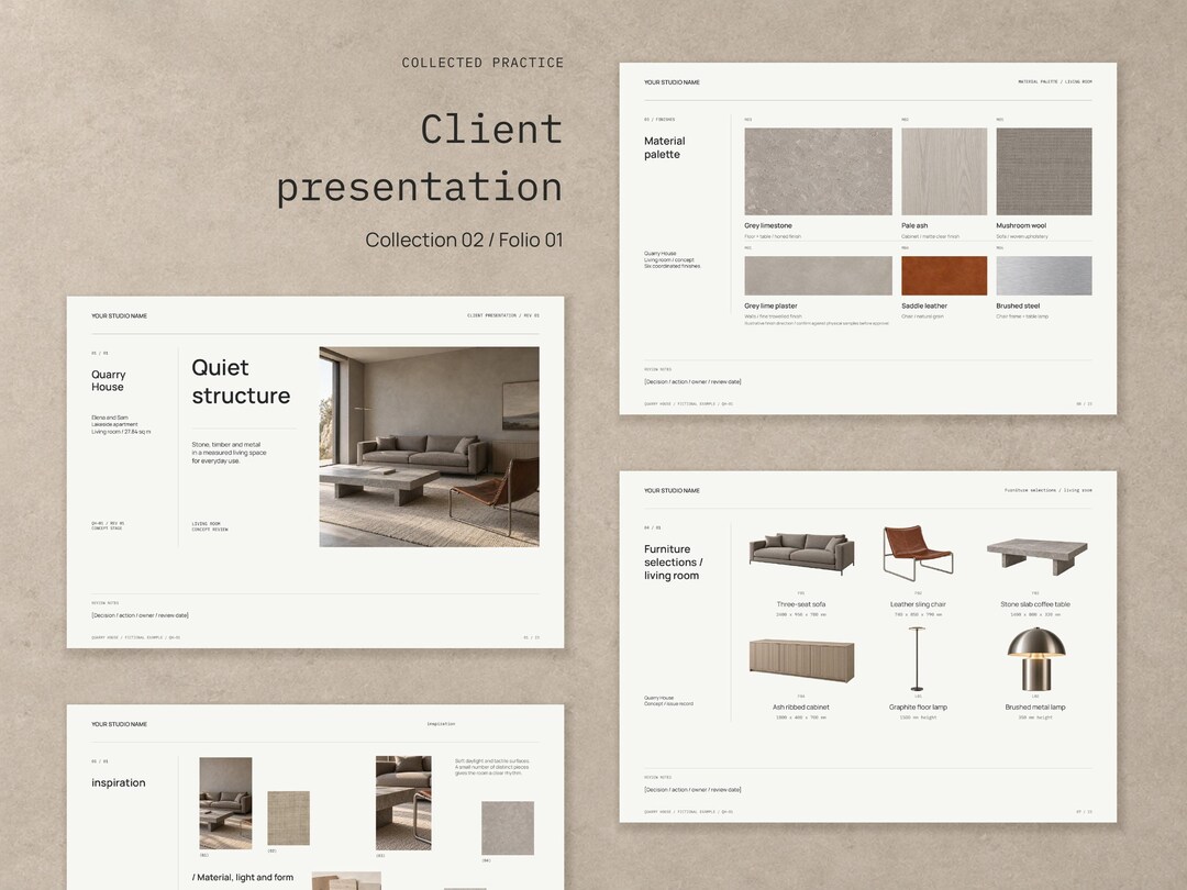 Interior Design Presentation Template, Canva and Indesign | Collection ...