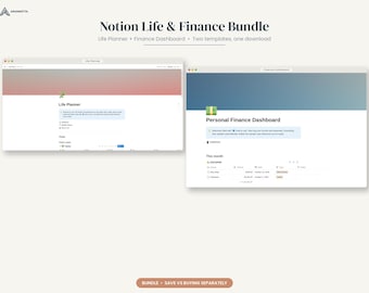 Paquete de plantillas de Notion, planificador de vida y seguimiento de presupuesto, panel de control de Notion todo en uno, seguimiento de finanzas, seguimiento de hábitos, objetivos, planificador de comidas