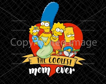 The Coolest Mom Ever Bart Simpson Png, The Simpson Png, Bart Tattoo, Maggie Simpson Png, Best Mom Ever Png, Happy Mother Day, PNG Download