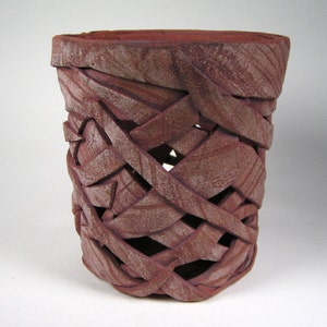 Red Orchid Pot with Patterned red clay pieces image 3