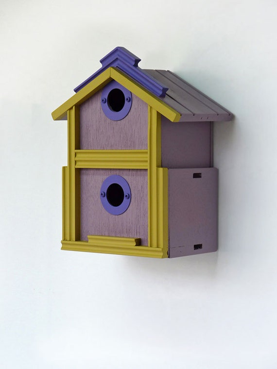 Items similar to Double floor handmade wooden birdhouse with metal ...
