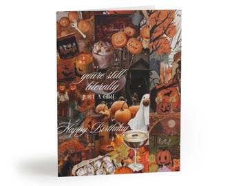 Spooky just a girl birthday cards (8, 16, and 24 pcs)