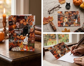 Spooky just a girl birthday cards (8, 16, and 24 pcs)