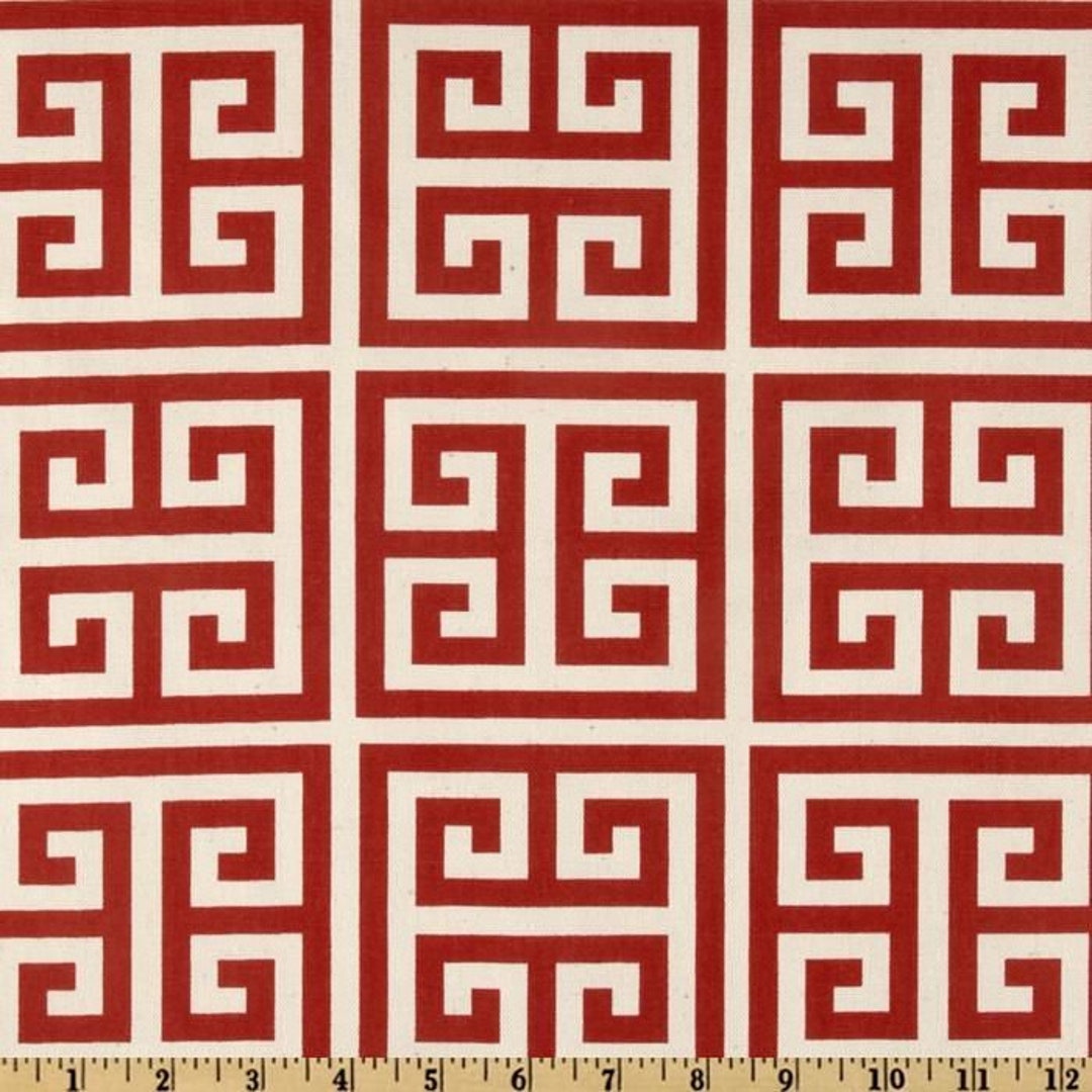 Red Greek Key Table Runner.red & Cream.choose Your Size. Etsy